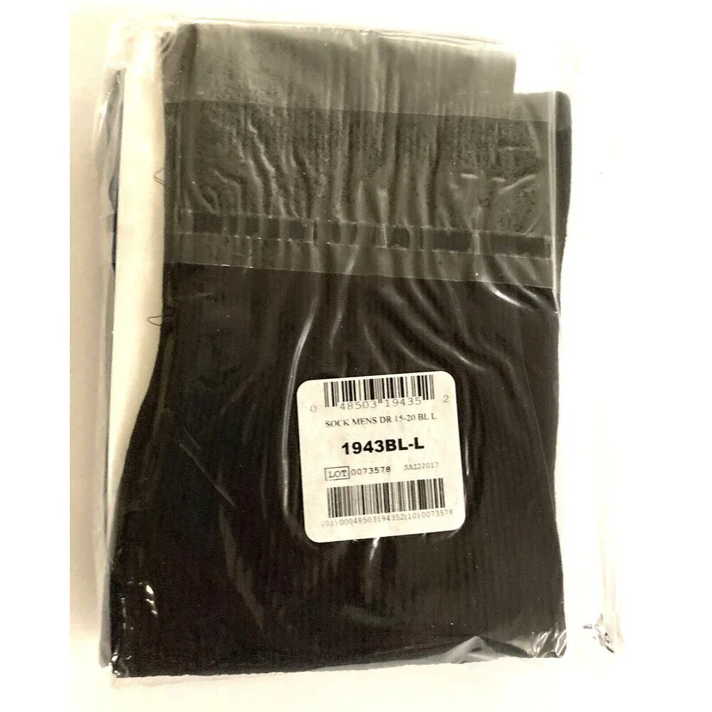 New Truform Mens Knee High Compression Socks Large Moderate Black 15-20 Open Box